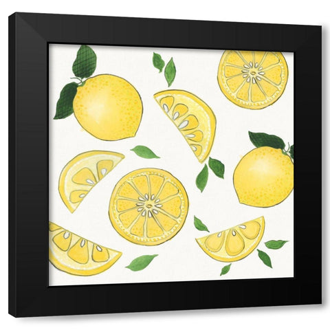 Zesty Lemons Black Modern Wood Framed Art Print with Double Matting by Tava Studios
