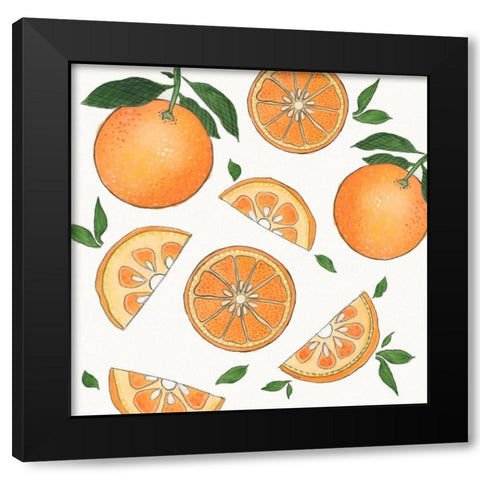 Zesty Oranges Black Modern Wood Framed Art Print with Double Matting by Tava Studios