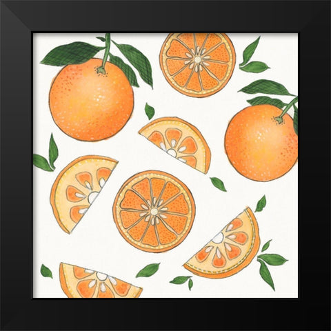Zesty Oranges Black Modern Wood Framed Art Print by Tava Studios