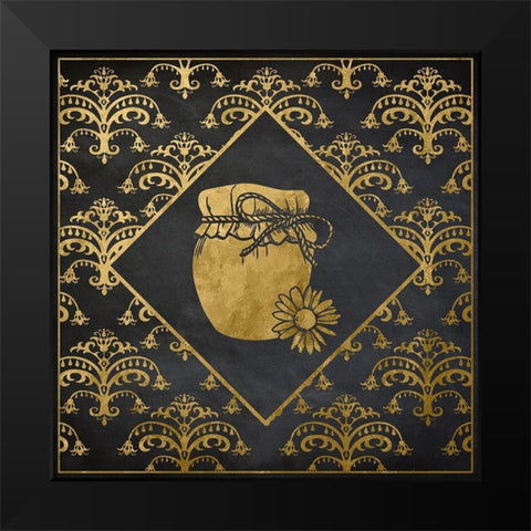 Golden Honey Pot Black Modern Wood Framed Art Print by Santiago, Daniela
