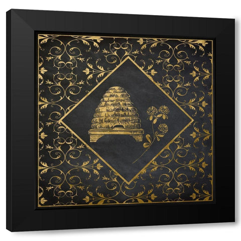 Golden Bee Hive Black Modern Wood Framed Art Print with Double Matting by Santiago, Daniela