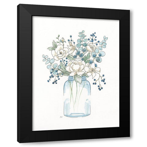 Sofly Whisper Bouquet I Black Modern Wood Framed Art Print by Nan