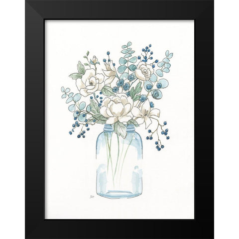 Sofly Whisper Bouquet I Black Modern Wood Framed Art Print by Nan