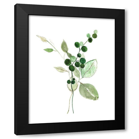 Sprigs in Green I Black Modern Wood Framed Art Print with Double Matting by Tava Studios