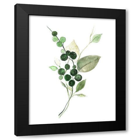 Sprigs in Green II Black Modern Wood Framed Art Print with Double Matting by Tava Studios