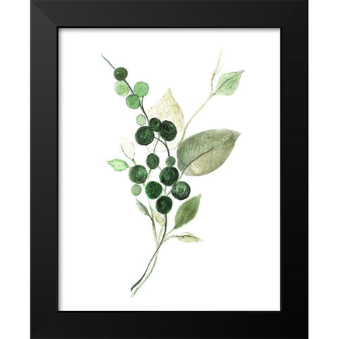 Sprigs in Green II Black Modern Wood Framed Art Print by Tava Studios