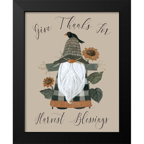 Harvest Gnomes Blessing Black Modern Wood Framed Art Print by Finn, Livi