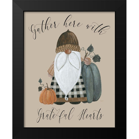 Harvest Gnomes Grateful Hearts Black Modern Wood Framed Art Print by Finn, Livi