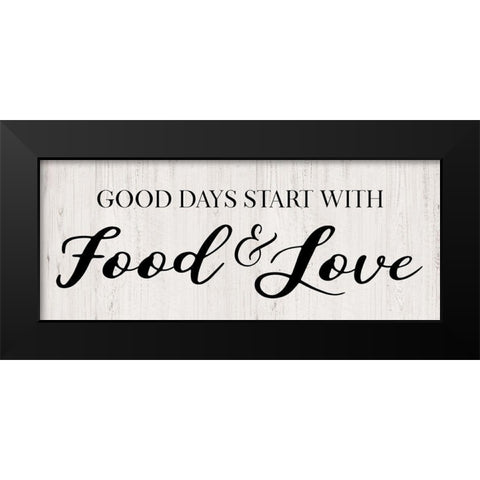 Food and Love Black Modern Wood Framed Art Print by CAD Designs