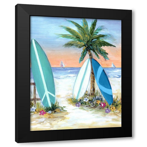 Sunset Surf Black Modern Wood Framed Art Print by Dunlap, Marilyn