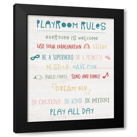Playroom Rules Black Modern Wood Framed Art Print with Double Matting by Carpentieri, Natalie