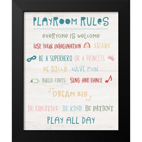 Playroom Rules Black Modern Wood Framed Art Print by Carpentieri, Natalie