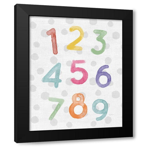 Watercolor Numbers Black Modern Wood Framed Art Print by Carpentieri, Natalie