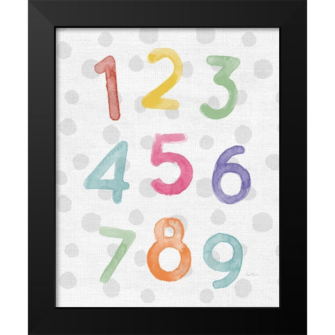Watercolor Numbers Black Modern Wood Framed Art Print by Carpentieri, Natalie