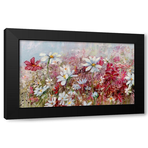 Wildflower Fance Black Modern Wood Framed Art Print by Brooks, Donna