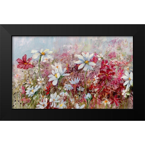 Wildflower Fance Black Modern Wood Framed Art Print by Brooks, Donna