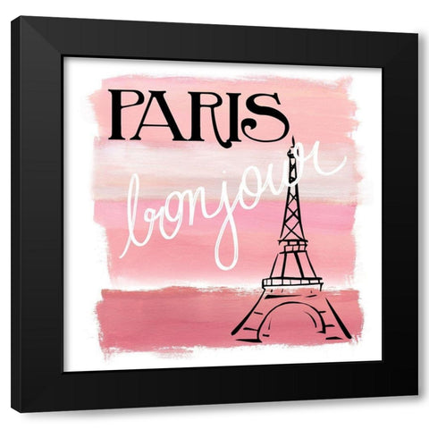 Bonjour Black Modern Wood Framed Art Print with Double Matting by Nan