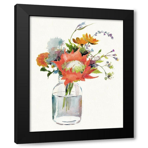 Protea Black Modern Wood Framed Art Print with Double Matting by Troise Heidel, Theresa