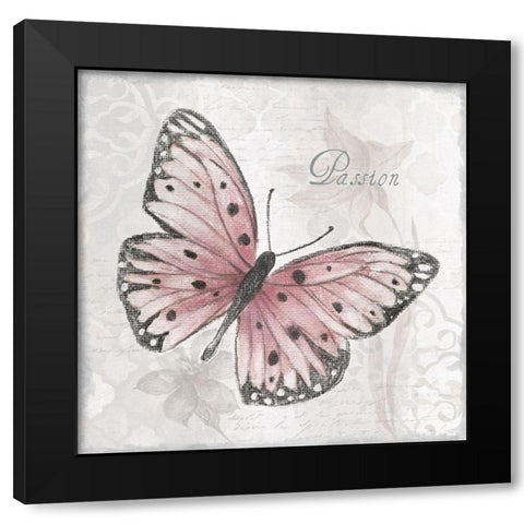 Passion Butterfly Black Modern Wood Framed Art Print with Double Matting by Tava Studios