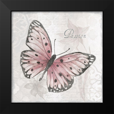 Passion Butterfly Black Modern Wood Framed Art Print by Tava Studios