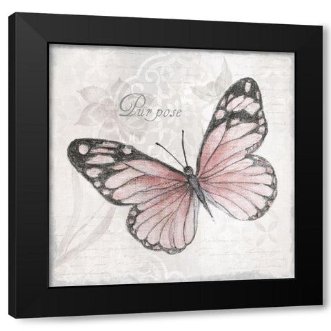 Purpose Butterfly Black Modern Wood Framed Art Print by Tava Studios