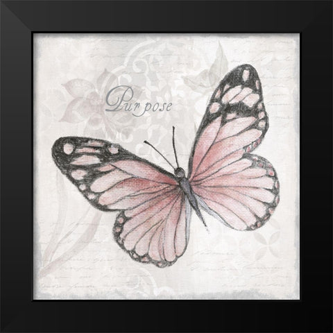Purpose Butterfly Black Modern Wood Framed Art Print by Tava Studios