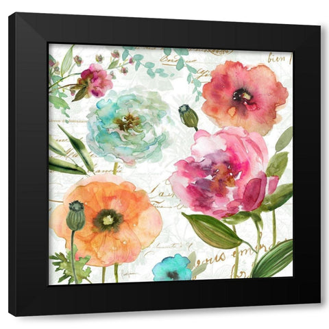 Botanical Secret Garden II Black Modern Wood Framed Art Print by Finn, Livi