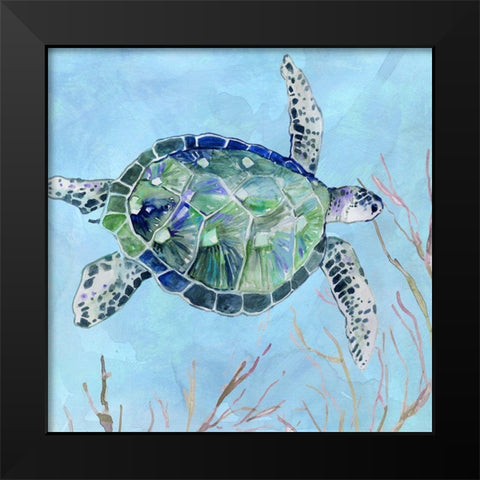 Sea Turtle I Black Modern Wood Framed Art Print by Robinson, Carol
