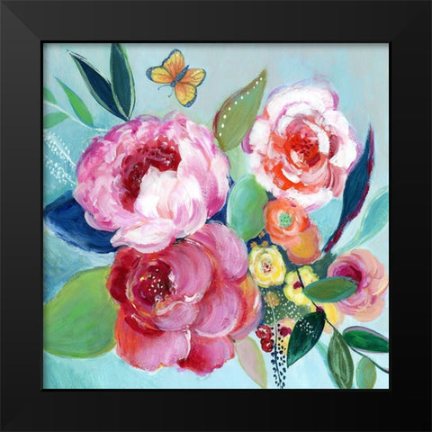 Happy Flowers I Black Modern Wood Framed Art Print by Tava Studios
