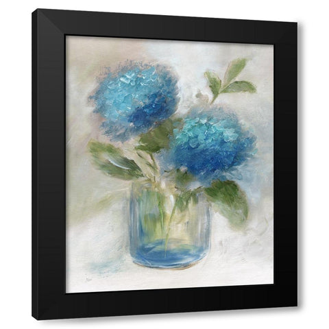 Bedazzled in Blue I Black Modern Wood Framed Art Print by Nan