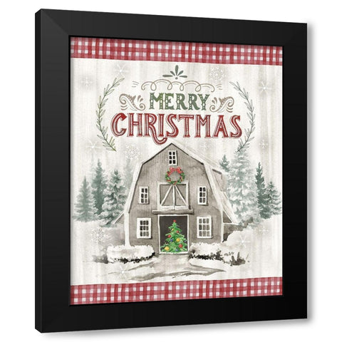 Christmas Barn Black Modern Wood Framed Art Print by Knutsen, Conrad