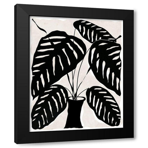 Black and White Potted Plant I Black Modern Wood Framed Art Print by Santiago, Daniela