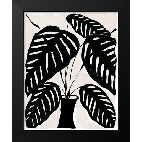 Black and White Potted Plant I Black Modern Wood Framed Art Print by Santiago, Daniela