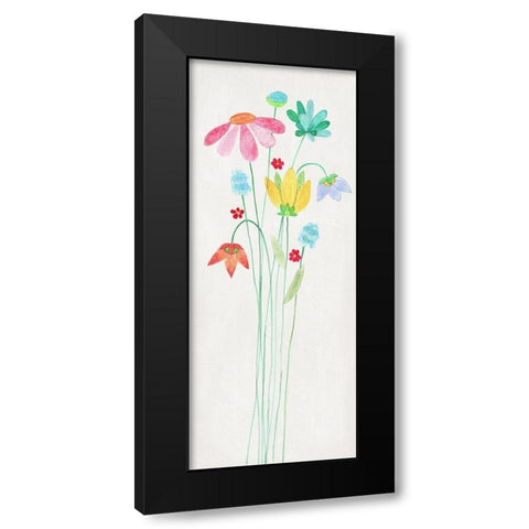 Whimsy Flowers I Black Modern Wood Framed Art Print by Tava Studios