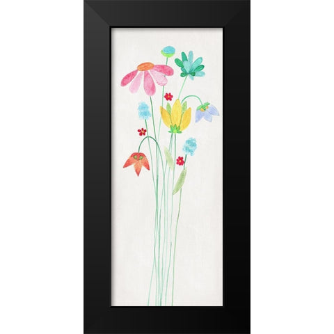 Whimsy Flowers I Black Modern Wood Framed Art Print by Tava Studios