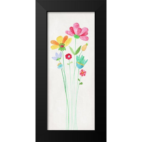 Whimsy Flowers II Black Modern Wood Framed Art Print by Tava Studios