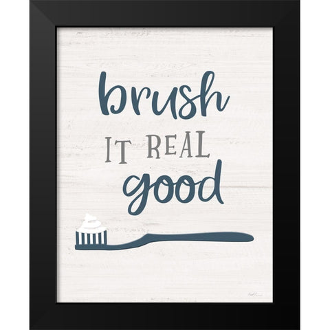 Brush it Black Modern Wood Framed Art Print by Carpentieri, Natalie