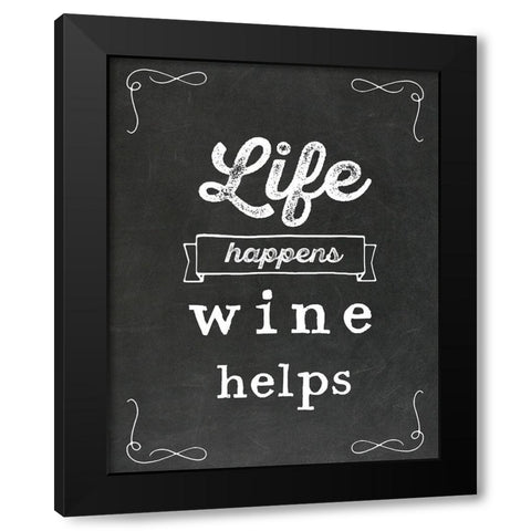 Wine Helps Black Modern Wood Framed Art Print by Murray, Amanda