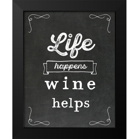 Wine Helps Black Modern Wood Framed Art Print by Murray, Amanda