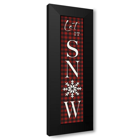 Gingham Snow Black Modern Wood Framed Art Print by CAD Designs