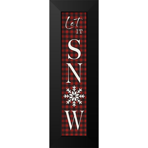 Gingham Snow Black Modern Wood Framed Art Print by CAD Designs