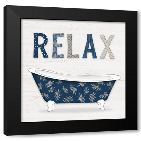Relax Palm Bath Black Modern Wood Framed Art Print by Carpentieri, Natalie