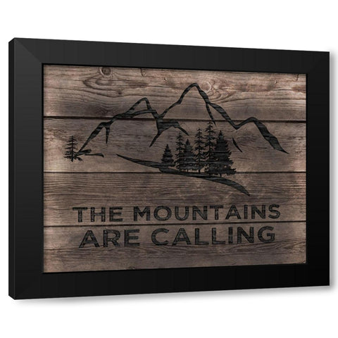 Mountains are Calling Black Modern Wood Framed Art Print by CAD Designs