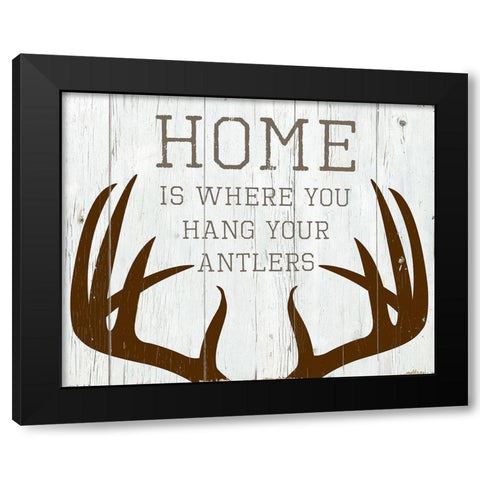 Hang Your Antlers Black Modern Wood Framed Art Print with Double Matting by Santiago, Daniela