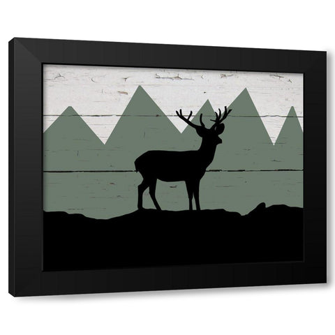 Mountain Deer Black Modern Wood Framed Art Print by Craven, Katrina