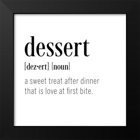 Dessert Definition Black Modern Wood Framed Art Print by CAD Designs