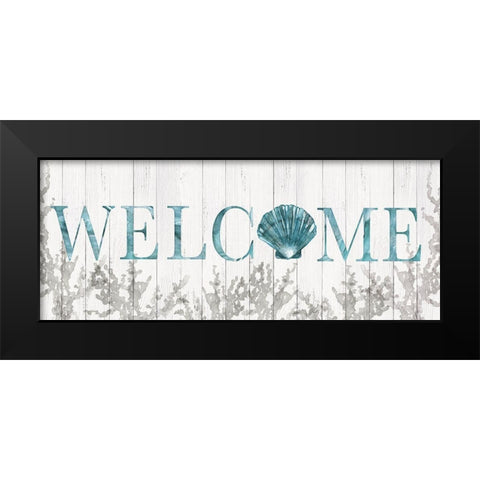 Welcome Shell Black Modern Wood Framed Art Print by Robinson, Carol