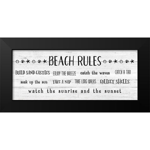 Rules of the Beach Black Modern Wood Framed Art Print by Carpentieri, Natalie