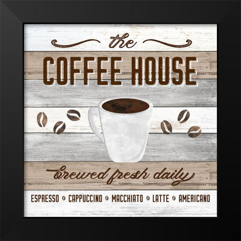 Coffee House Black Modern Wood Framed Art Print by Carpentieri, Natalie