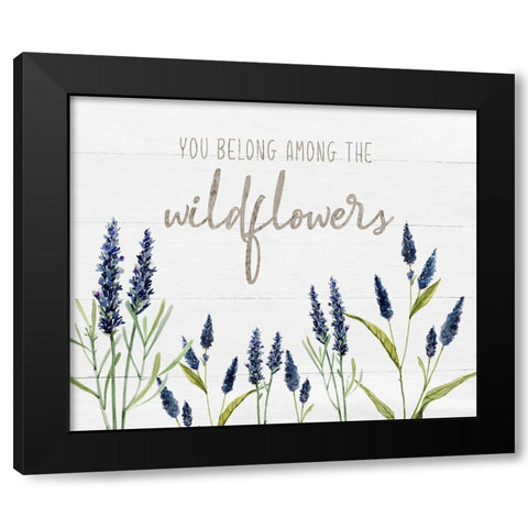 Navy Wildflowers Black Modern Wood Framed Art Print with Double Matting by Robinson, Carol